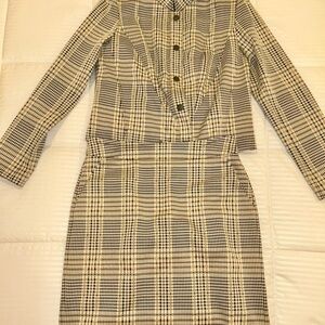 CAbi Cream and Brown Long Sleeve Sheath Jumpsuit